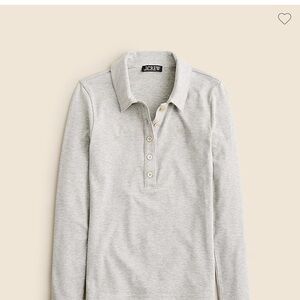 Refined rib long-sleeve polo shirt